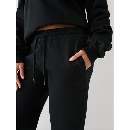 Women's True Religion Straight Leg Open Hem Joggers in Jet Black - Image 3