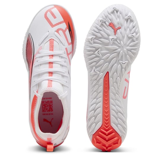 Boys Puma Ultra 5 Match Tt + Mid Jr Astro Turf Football Boots Unisex Kids in White-Bl - Image 3
