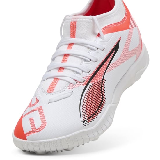Boys Puma Ultra 5 Match Tt + Mid Jr Astro Turf Football Boots Unisex Kids in White-Bl - Image 6