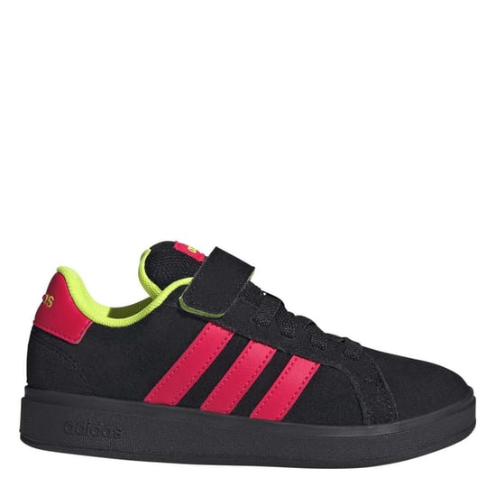 Boys adidas Grand Court Trainers in Core Black/Luci - Image 1
