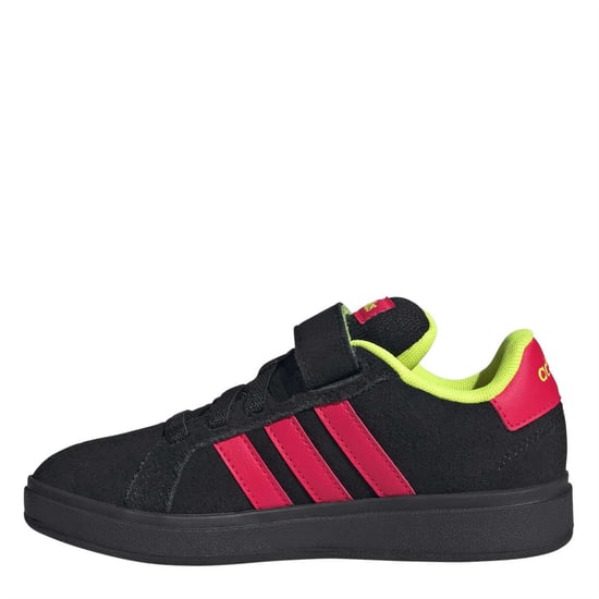 Boys adidas Grand Court Trainers in Core Black/Luci - Image 2