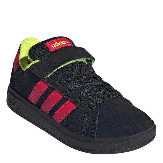 Boys adidas Grand Court Trainers in Core Black/Luci - Image 3