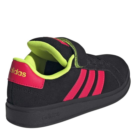 Boys adidas Grand Court Trainers in Core Black/Luci - Image 4