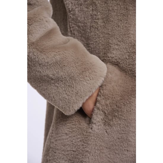 Rino & Pelle Nonna.7002611 rino en pelle single breasted faux fur coat mocha latte - Image 4