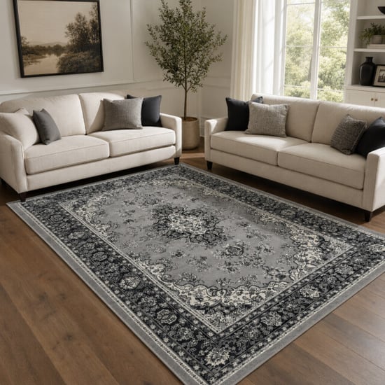 Muratap Nain klassiek vintage oosters vloerkleed medaillon zilver- 160x230 cm - Image 1