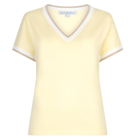 Red Button Jerry v-neck striped rib - Image 1