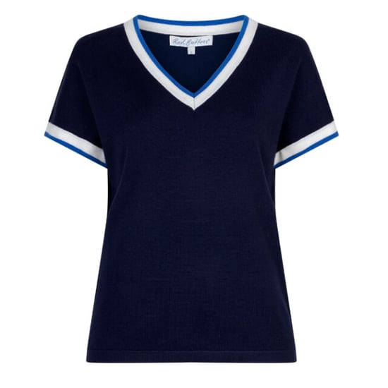 Red Button Jerry v-neck striped rib - Image 1