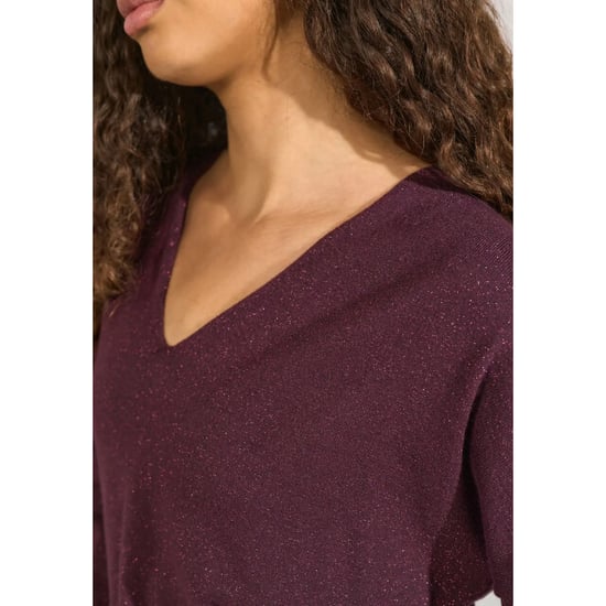 Nümph 707060 nudayletta lurex v-neck pullover fig - Image 4