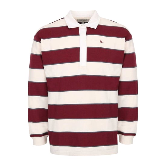 Jack Wills Dames/Dames Streep Poloshirt (Bourgogne/Navy) - Image 1