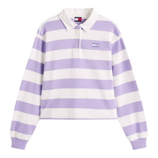 Tommy Jeans Dames/Dames Gestreept Gestreept Poloshirt (Amethist Paars) - Image 2