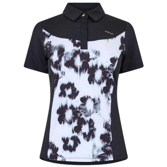 Head Dames Bloemen Performance Polo Shirt (Zwart/Wit) - Image 1