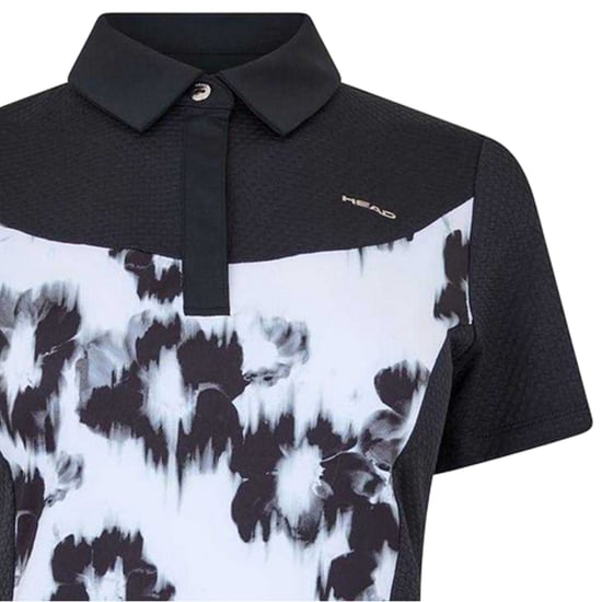 Head Dames Bloemen Performance Polo Shirt (Zwart/Wit) - Image 4