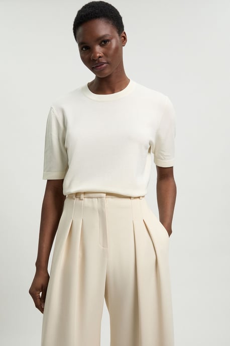 Viscose Blend Knit Crew Neck Short Sleeve Top - Image 2