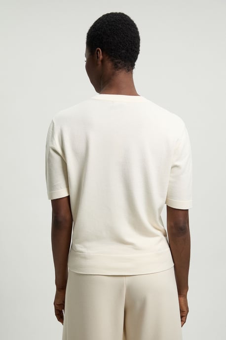 Viscose Blend Knit Crew Neck Short Sleeve Top - Image 4