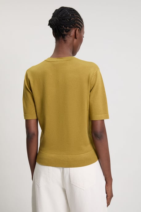 Viscose Blend Knit Crew Neck Short Sleeve Top - Image 3