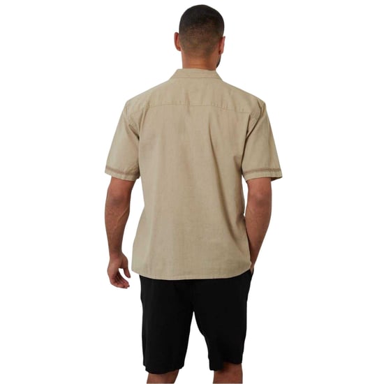 Threadbare Mannen Geborduurde Kraag Korte Mouwen Bowling Shirt (Stone) - Image 3
