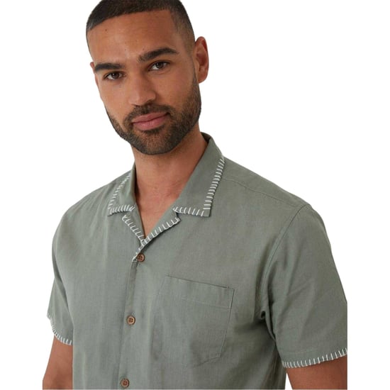 Threadbare Mannen Burnley Korte Mouwen Shirt (Sage) - Image 4