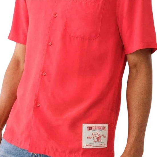 True Religion Heren Relaxed Fit Overhemd met Korte Mouwen (Lava) - Image 3