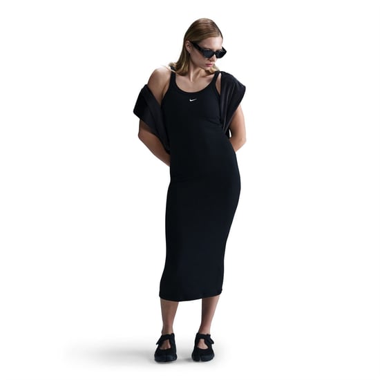 Women's Nike Chill Knit Fitted Scoop Neck Sleeveless Bodycon Dress in Black/Sail - Image 1