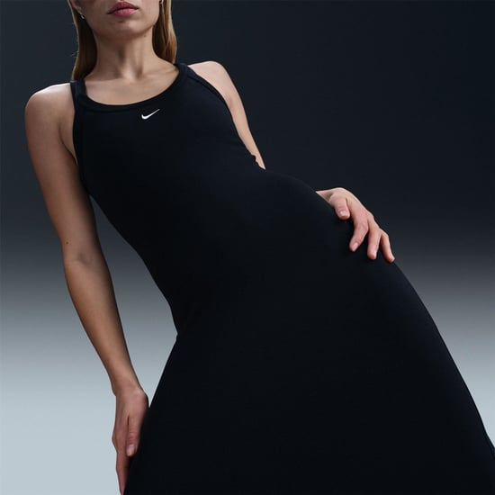 Women's Nike Chill Knit Fitted Scoop Neck Sleeveless Bodycon Dress in Black/Sail - Image 6
