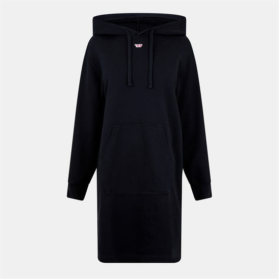 Women's Diesel Ilse Hooded Midi Sweatshirt Dress in Black Black - Image 1