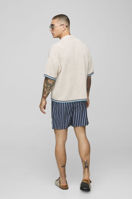 Branded Stripe Mid Length Swim Short - Image 2