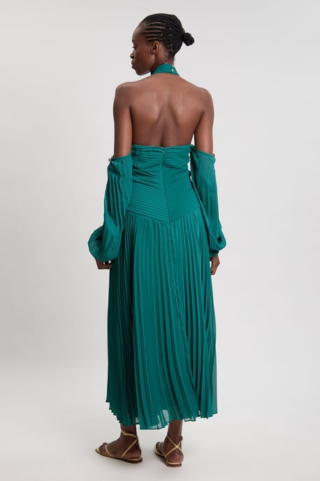 Crinkle Cold Shoulder Georgette Woven Maxi Dress - Image 3