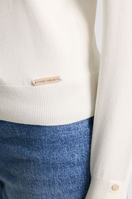 Viscose Blend Popper Detail Knit Collared Cardigan - Image 3