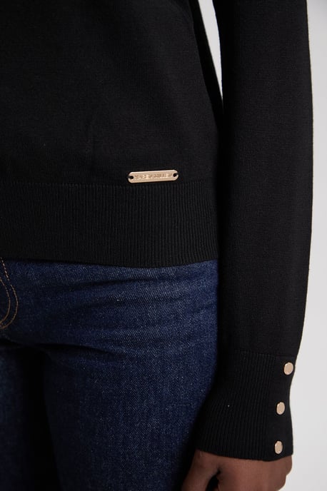 Viscose Blend Popper Detail Knit Collared Cardigan - Image 2