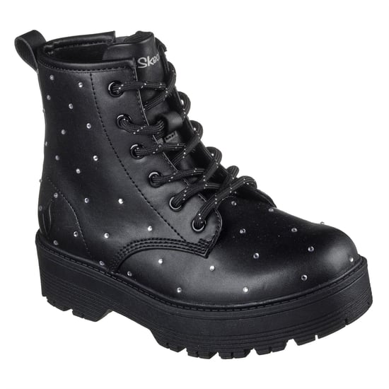 Girls Skechers Ankle Heeled Boot in Black - Image 3