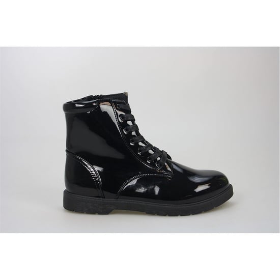 Girls Buckle My Shoe Lace Up Ankle Boots in Black - Image 2