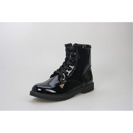 Girls Buckle My Shoe Lace Up Ankle Boots in Black - Image 3