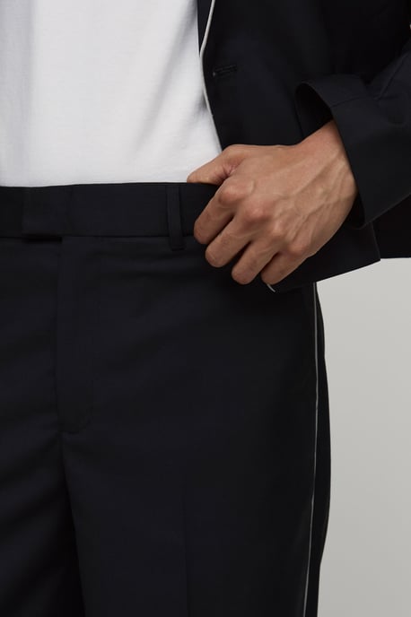 Contrast Piping Flared Tailored Suit Trousers - Image 2