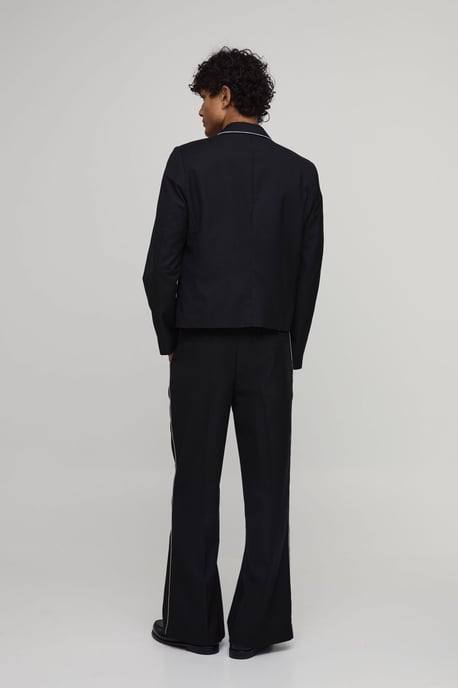 Contrast Piping Flared Tailored Suit Trousers - Image 3