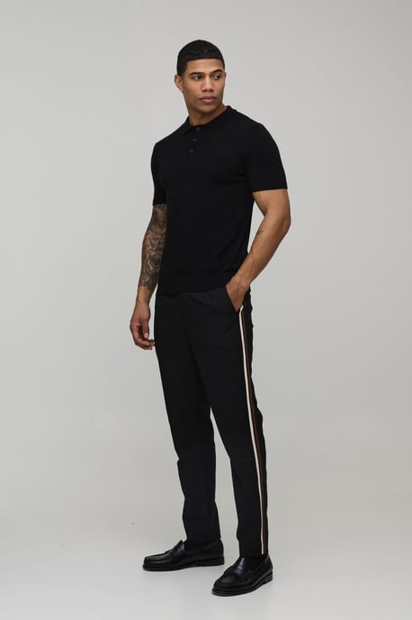 Varsity Stripe Detail Tapered Tailored Trousers - Image 4