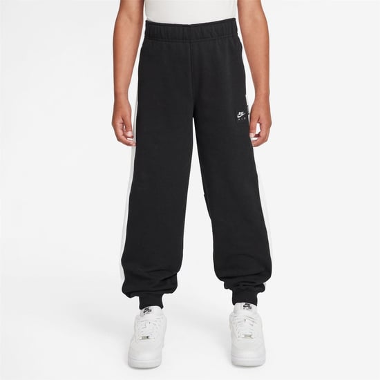 Boys Nike Kids Closed Hem Fleece Joggers in Black/White - Image 1