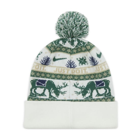 Accessories Nike Peak Reindeer Turn Up Brim Pom Pom Bobble Hat in Sail/Fir/Desert - Image 2