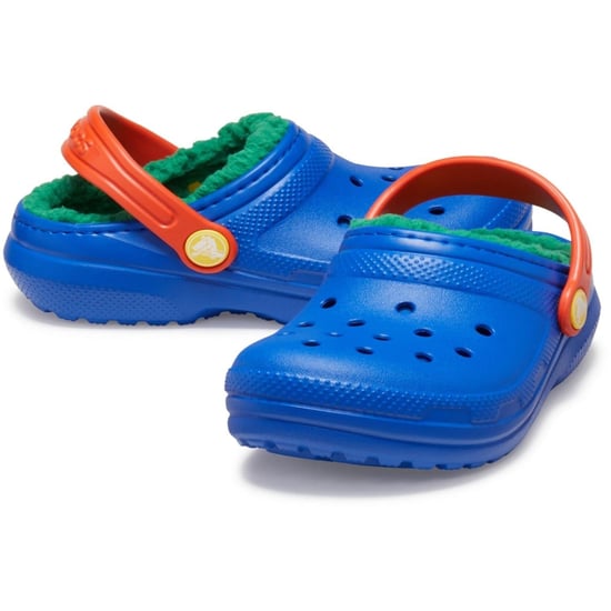 Boys Crocs Classic Lined Mules in Blue Bolt/Multi - Image 2