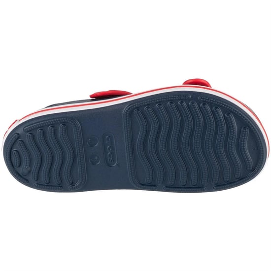 Boys Crocs Crocband Crocodile Print Open Toe Slides in Navy/Vrsity Red - Image 2