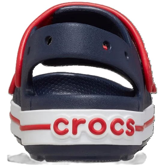 Boys Crocs Crocband Crocodile Print Open Toe Slides in Navy/Vrsity Red - Image 3