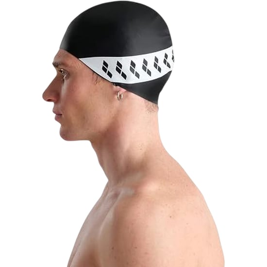 Arena Unisex zwemkap voor volwassenen met strepen en logo (Zwart) - Image 1