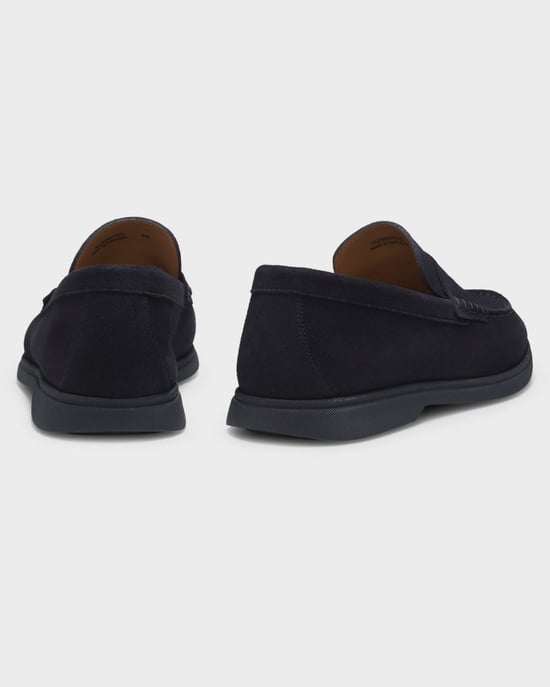 with Logo Penny Trim Logo Detail Loafers in Navy - Image 4