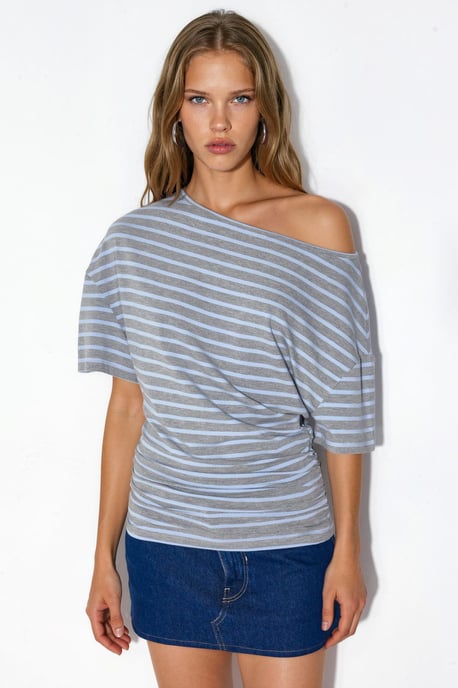 Striped Boat Neck Jersey Blouse - Image 6