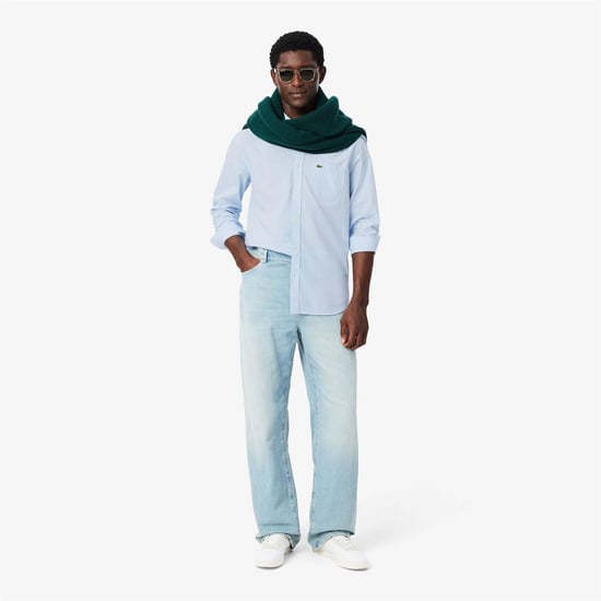 Men's Lacoste Plain Shrt L in White/Overview - Image 4