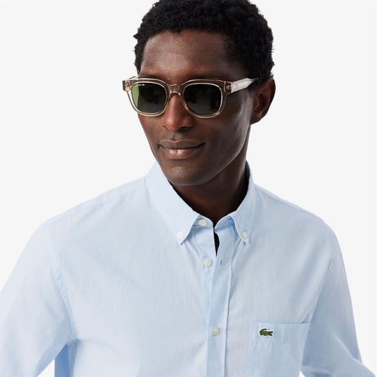 Men's Lacoste Plain Shrt L in White/Overview - Image 5