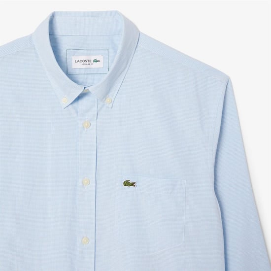 Men's Lacoste Plain Shrt L in White/Overview - Image 6