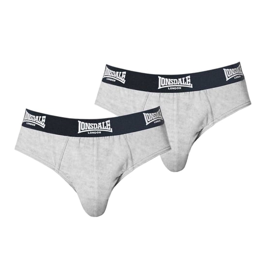 Lonsdale Mens Contrast Waistband Briefs (Pack of 2) (Grey) - Image 1