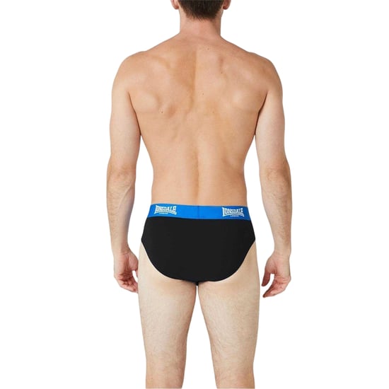 Lonsdale Mens Contrast Waistband Briefs (Pack of 2) (Black/Bright Blue) - Image 2