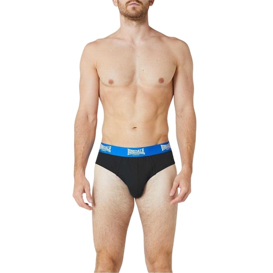 Lonsdale Mens Contrast Waistband Briefs (Pack of 2) (Black/Bright Blue) - Image 3
