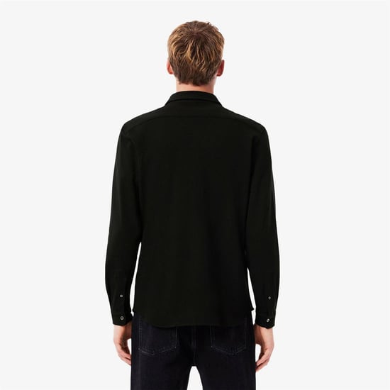 Men's Lacoste Plain Shrt L in Black - Image 3